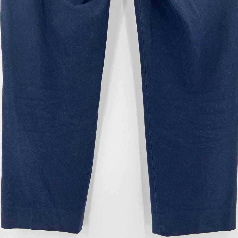 J. Crew Women's Size 4 Kate Straight Leg Pants Bi-Stretch Cotton Navy Blue BF401